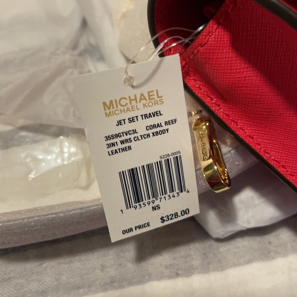 Michael Kors Jet Set Travel Coral Reef 3 in 1 Wrist Clutch Crossbody - Picture 3 of 3